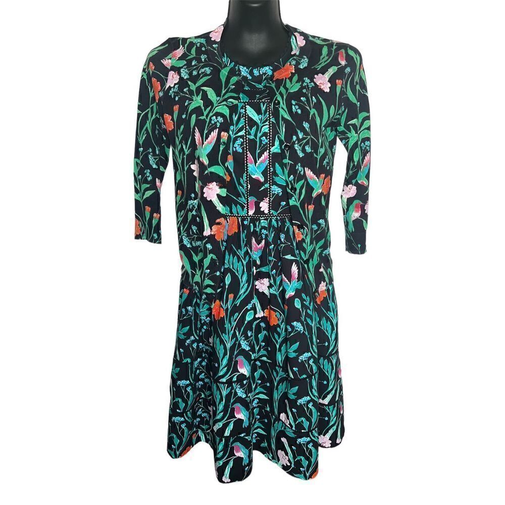 Kate Spade Jardin Poplin Dress black with matching cardigan SZ 0